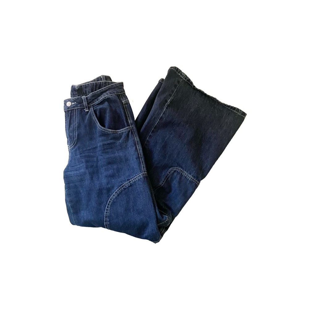 Jaded London wide leg cargo pants in dark wash denim
